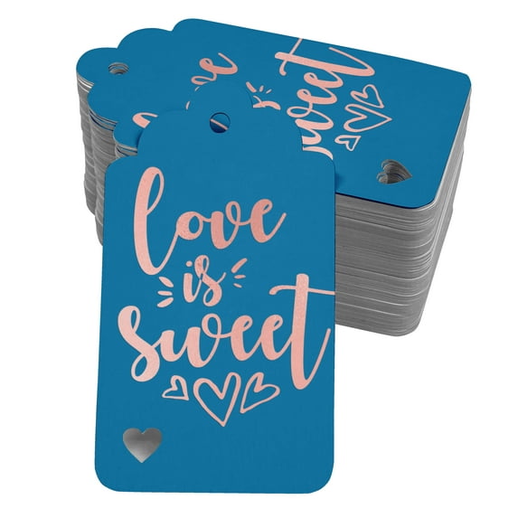 Inkdotpot 50 Pack Love Is Sweet Wedding Favor Paper Tags Craft Real Rose Gold Foil Hang Tag