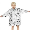thumbnail image 3 of Gray Soccer Balls Pattern Blanket Hoodies for Kids 6-13YR Oversize Wearable Blanket Hoodies for Boys Girls Teens, 3 of 7
