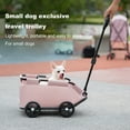 thumbnail image 3 of Fompes Dog Stroller 4 Wheels Folding Dog Cart Pet Stroller for Travelling Shopping Walking Playing for Small Dogs Cats (Pink), 3 of 16