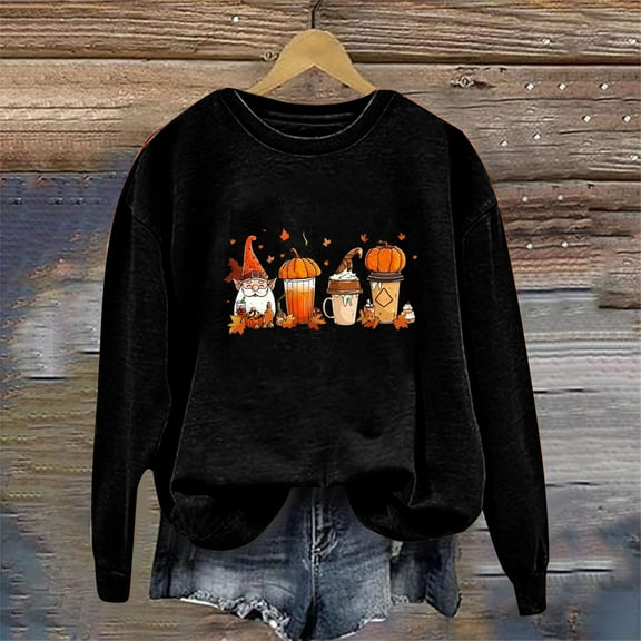 Inverlee Womens Thanksgiving Sweatshirts Plus Size Turkey Pumpkin Graphic Sweatshirt Fall Long Sleeve Loose Fit Shirts Crewneck Tunic Tops Outfit