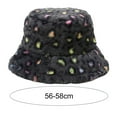 thumbnail image 5 of UDIYO Bucket Hat Leopard Print Foldable Autumn Winter Thickened Plush Windproof Fisherman Cap for Outdoor, 5 of 8