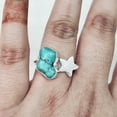 thumbnail image 5 of Natural Turquoise Ring, Rough Turquoise Ring, December Birthstone, Star Adjustable Ring, 925 Sterling Silver, Womens Ring, Christmas, Thanksgiving, Handmade, Statement Jewelry, Rough Gemstone Jewelry, 5 of 5