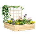 thumbnail image 1 of Outsunny Large Raised Garden Bed Wooden Planters Box with Trellis, Natural, 1 of 9
