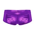 thumbnail image 5 of TiaoBug Women's Shiny Metallic Rave Booty Shorts Liquid Wet Look Bottoms Hot Pants Festival Costume Purple S, 5 of 8