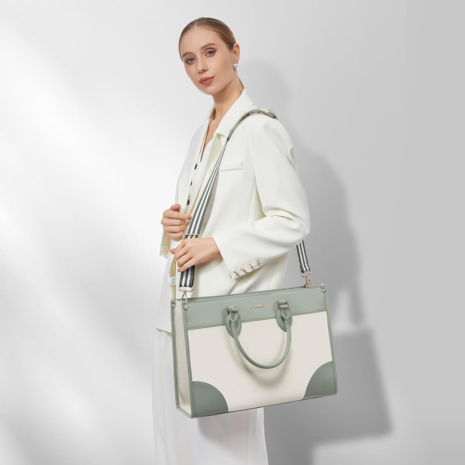 LOVEVOOK Laptop Bag for Women 15.6 lnch,Waterproof Laptops Tote Bags for Womens,Professional Work Bags for Women with Cup Holder,Large Laptop Purse Computer Briefcase Office Teacher Clutch Bag,2 PCS