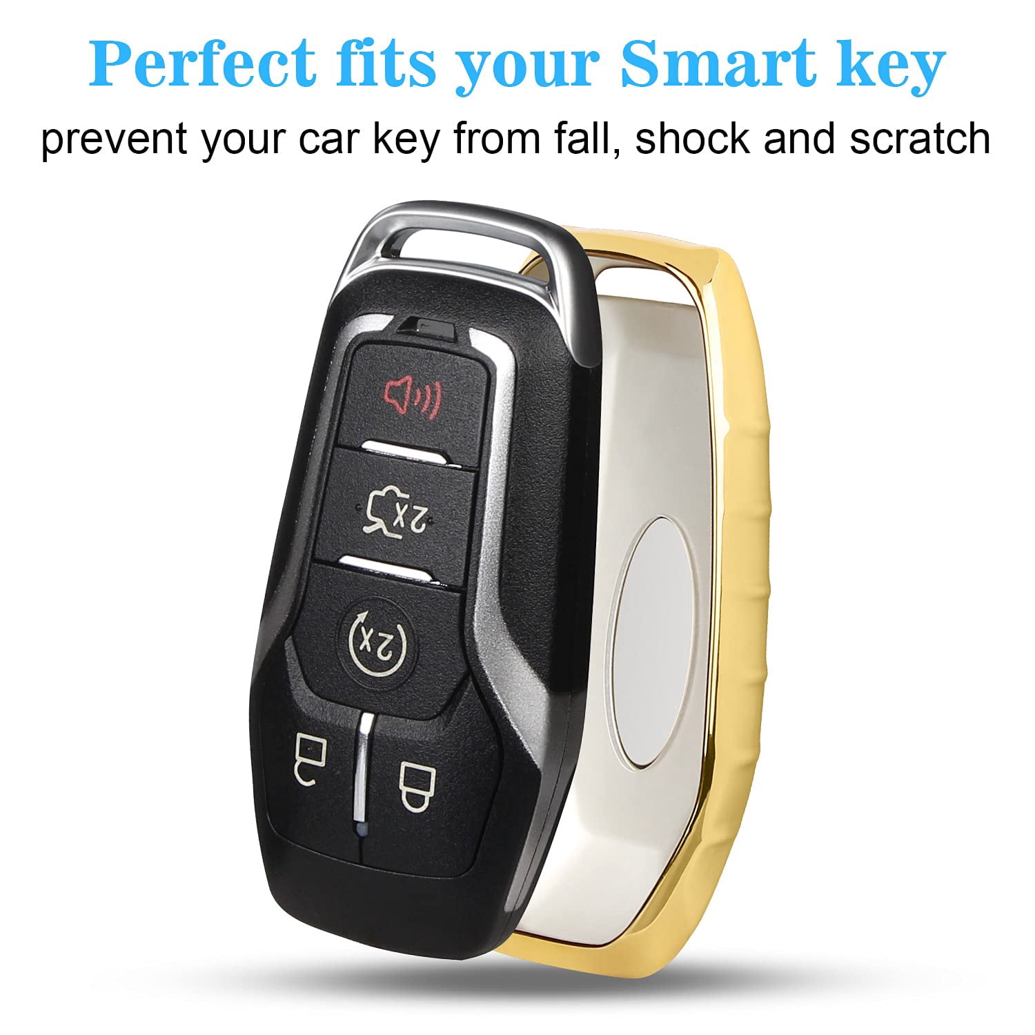 for Ford Key fob Cover,TPU Car Key Case Protector with Keychain Compatible with Ford Fusion F-150 Edge Explorer Mustang Lincoln MKZ MKC 2/3/4/5 Buttons Smart Key