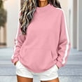 thumbnail image 2 of Turilly Women's Autumn Winter Loose Mock Neck Sweatshirt, Color Block Side Stripe Long Sleeve Pullover with Front Pocket, Casual Soft Sports Fashion Top for Daily Outdoor Wear, 2 of 6