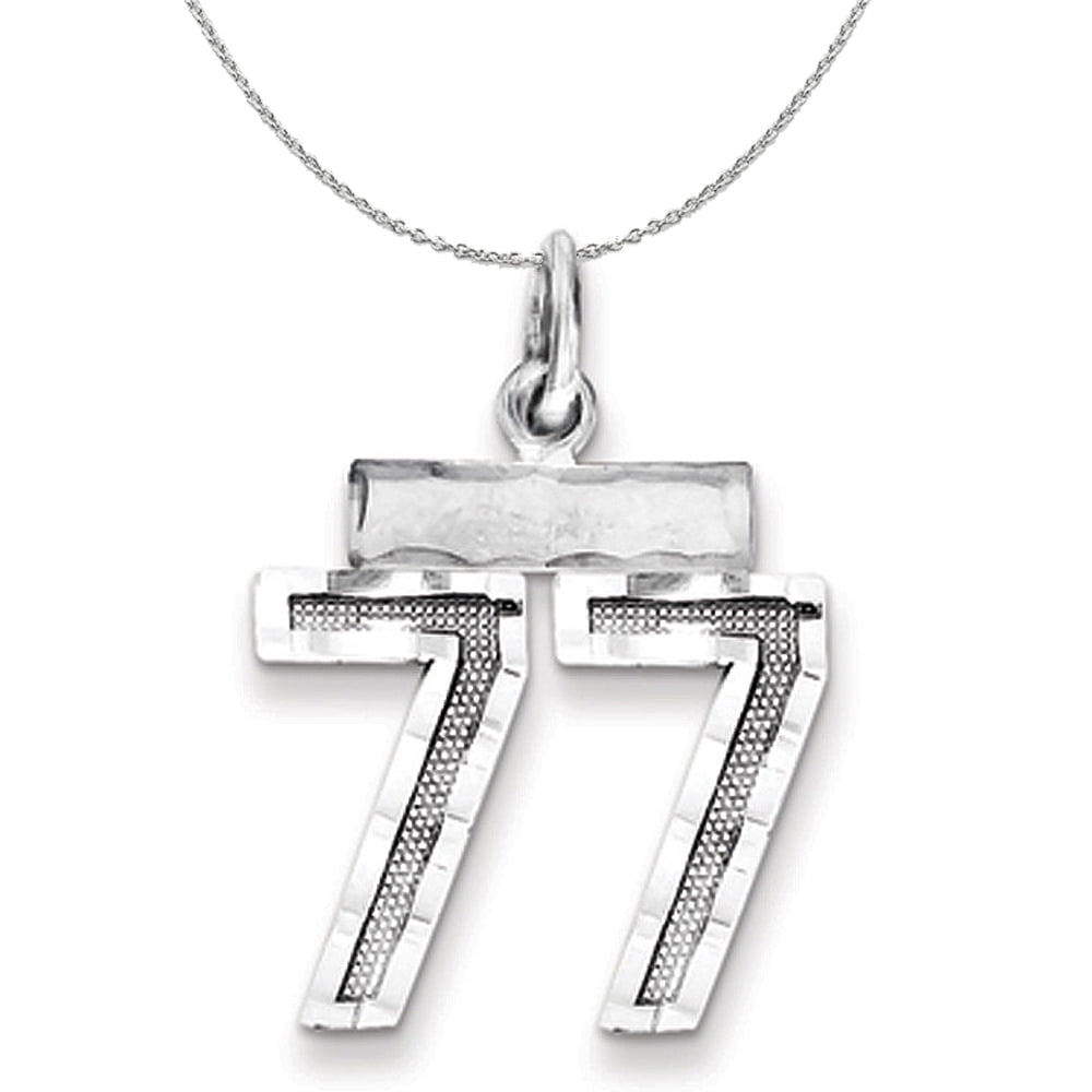 Number 39 Small D//C Pendant Varsity Collection Rhodium Plated Sterling Silver