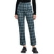 thumbnail image 1 of Pantalones de trabajo de cuadros recortados para mujer INSPIRE CHIC, con botones, estilo casual, talla XL, azul marino, 1 of 6