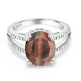 thumbnail image 2 of Gem Stone King 925 Sterling Silver Red Tiger Eye Ring for Women (4.48 Cttw, Oval 12X10MM, Gemstone Birthstone, Available in Size 5, 6, 7, 8, 9), 2 of 4