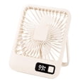 thumbnail image 4 of Ventilador de escritorio portátil recargable de 5 velocidades, silencioso, mini ventilador de mesa para verano Beige, 4 of 9