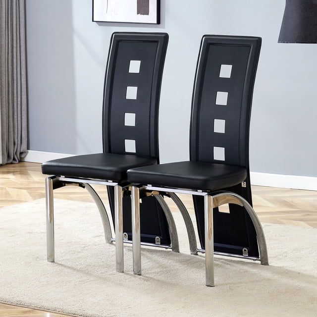 Noble House Modern Minimalist 2-Piece Dining Chair Set - Black Saddleback