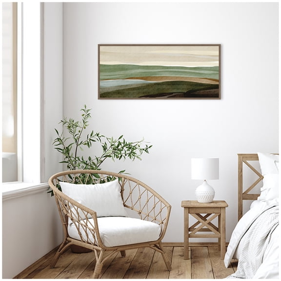 Kate and Laurel Framed Canvas Wall Art Print Natures Charm lll Panel by Nikita Jariwala, 40 x 18 Sylvie Walnut Frame, Modern Contemporary, Abstract Art for Wall Decor