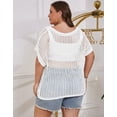 thumbnail image 5 of Plus Size Swim Cover Up for Women Summer Mesh Crochet Swimsuit Cover Up Crewneck Short Sleeve Beach Cover Up Shermie, 5 of 6