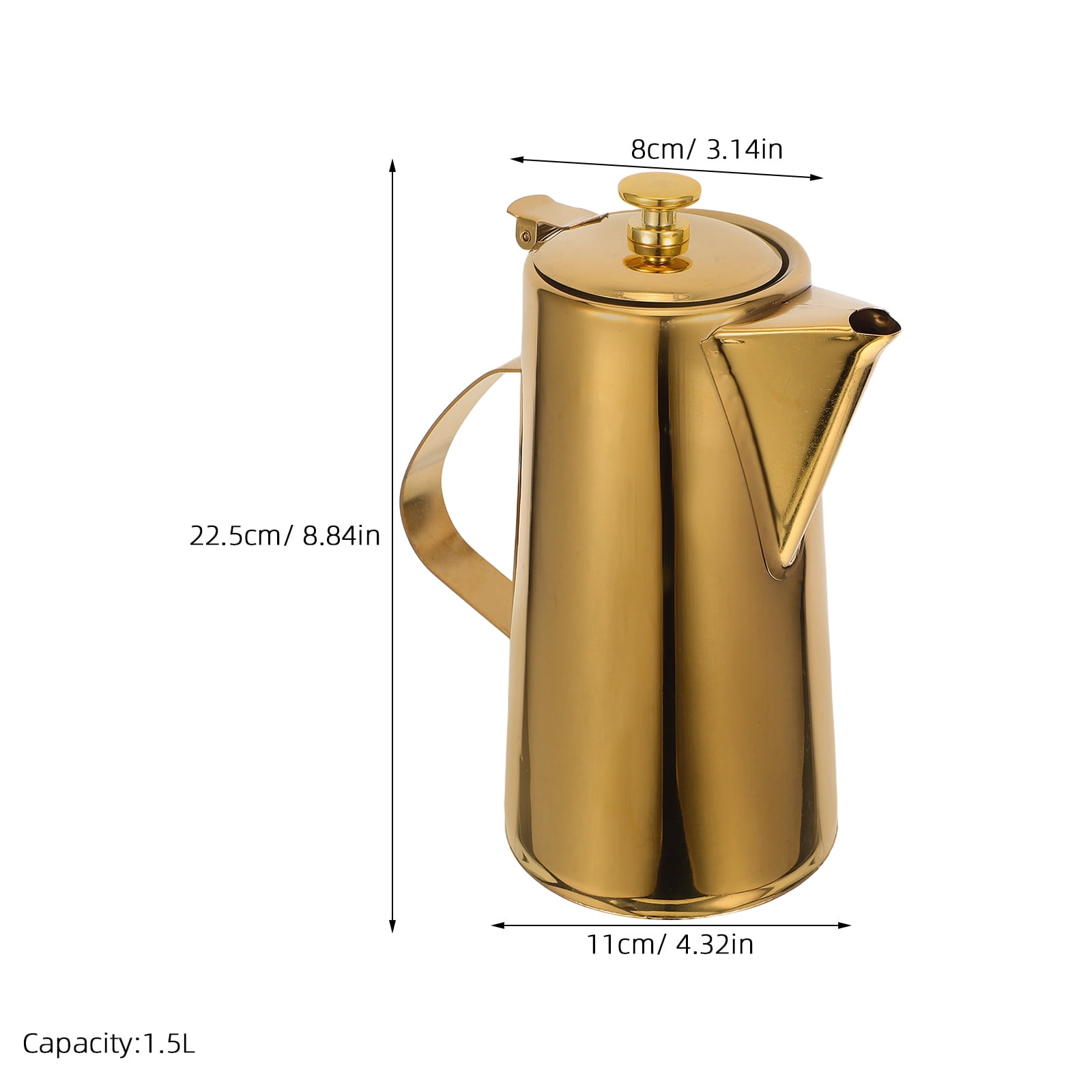 LOLIPPYY Golden Water Jug Pitcher Insulated Tea Pitcher Stainless Steel 1Pack