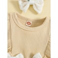thumbnail image 6 of Toddler Baby Girls Romper Dress Outfits 3M 6M 12M 18M 24M Embroidery Long Sleeve Bow Knit Romper and Cute Headband for Toddler Fall Clothes, 6 of 10