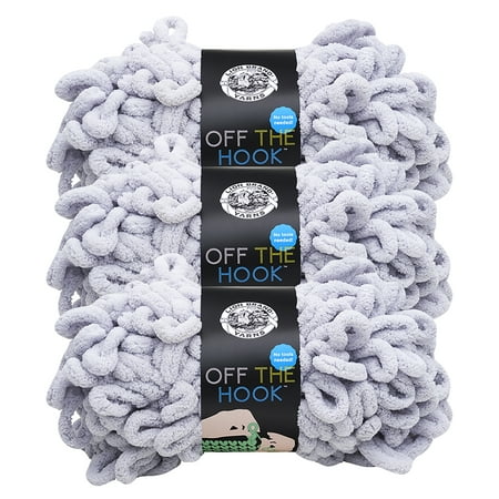UPC: 0842093115373 | Lion Brand Yarn Off the Hook Dreamy Loop Jumbo Polyester Gray Yarn 3 Pack