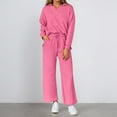 thumbnail image 2 of Women's Sweatsuits 2 Piece Solid Color Long Sleeve V-Neck Pullover and Sweatpants Casual Fall Comfy Fashion Tracksuit Sets, 2 of 4