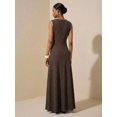 thumbnail image 2 of Rust Brown Textured Sleeveless A-Line Maxi Dress For Summer Festival, Vacation, Beach, Street Style, 2 of 8