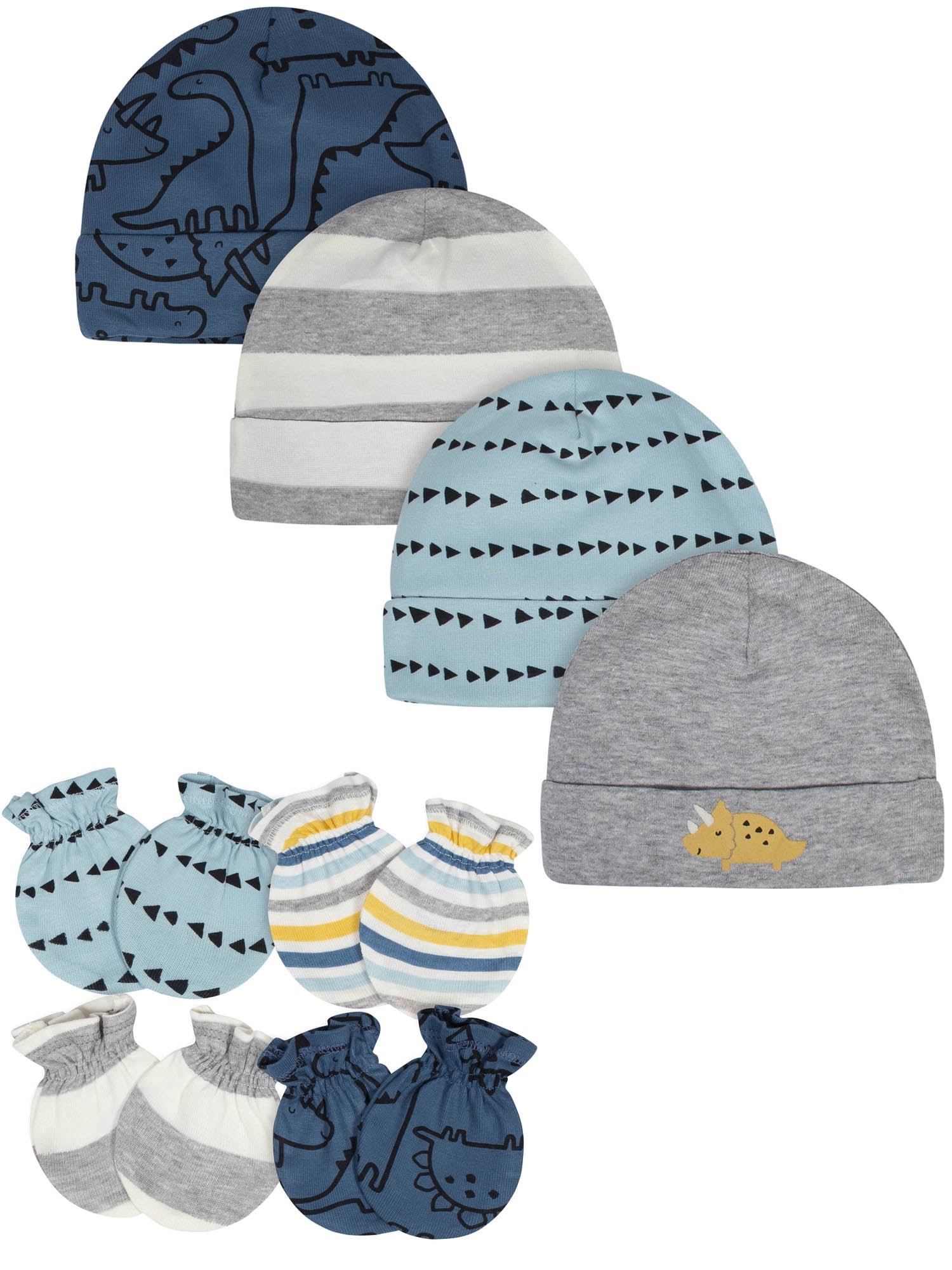 Gerber Baby Boys Caps & Mittens Set, 8Piece