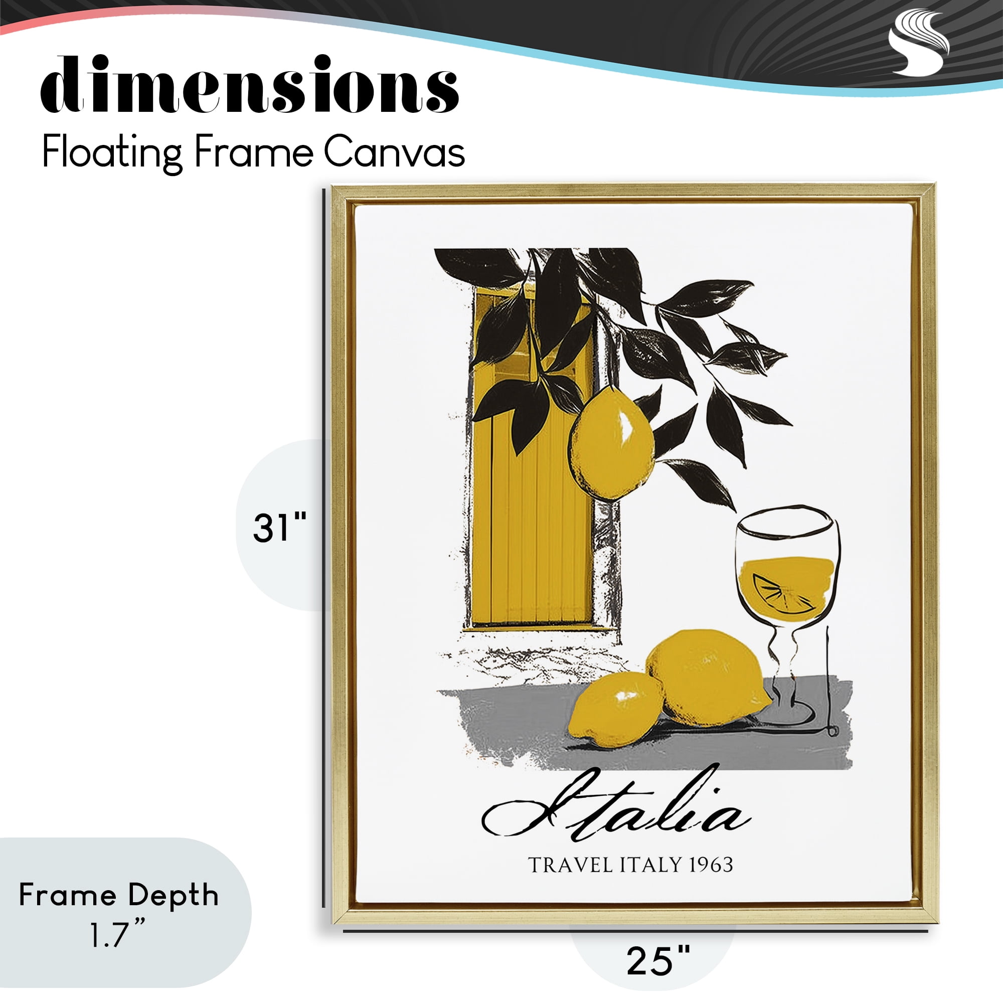 Stupell Industries Travel Italia Lemons Gold Framed Floater Canvas Wall Art, design by Annabelle Hall