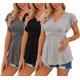 thumbnail image 3 of Ekouaer Maternity Shirts 3 Packs Flying Short Sleeve Nursing Tops Pregnancy Clothes, 3 of 5