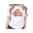thumbnail image 2 of Playera blusa De Capybara Comiendo Helado Capibara Ropa De Mujer Chic Color Blanco Talla Grande Marca Emil SaEs, 2 of 4