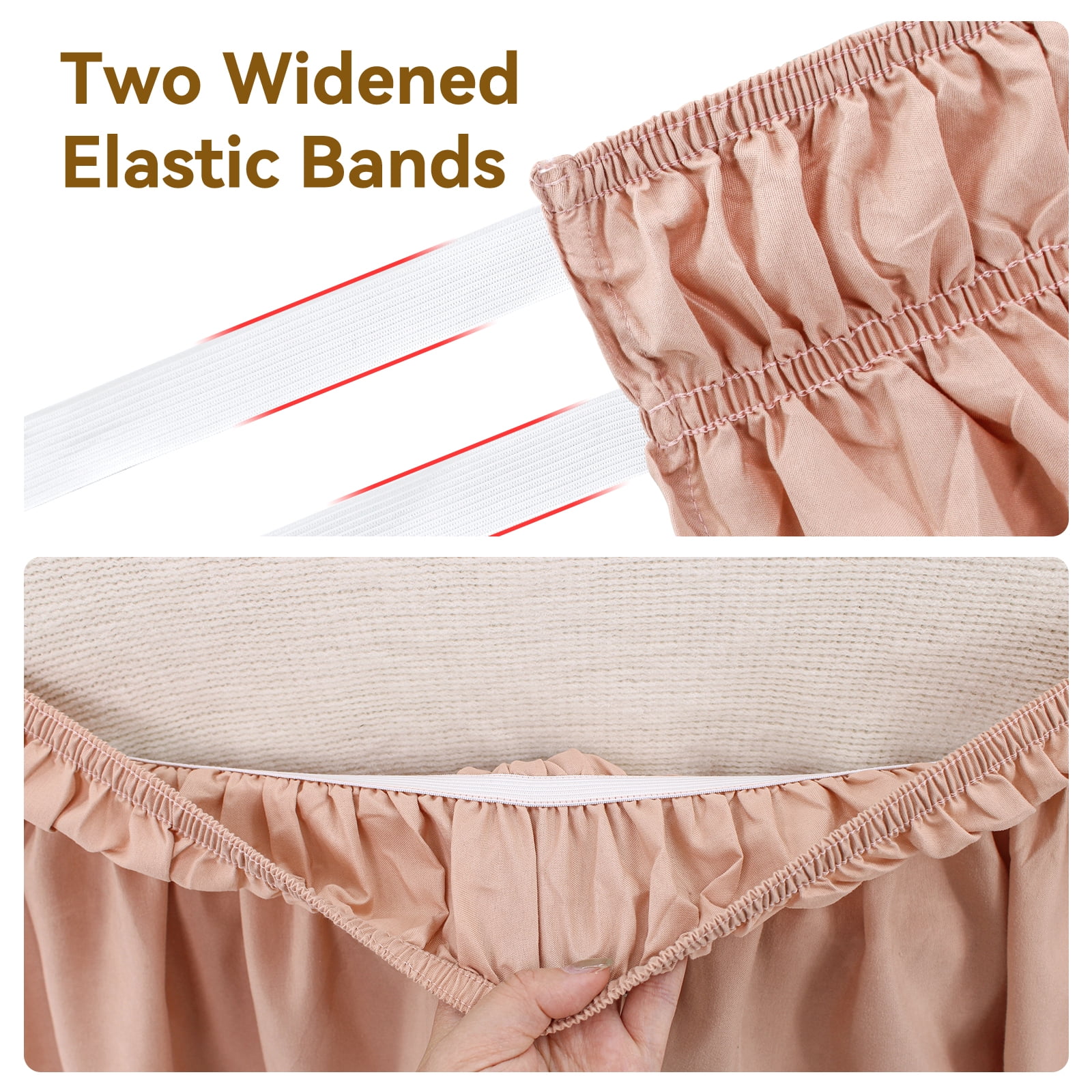 Lotus Root Pink Skirts, Wrap Around Dust Ruffle for Queen Beds, 15-inch Tailored Drop, Easy to Install and Clean