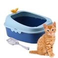thumbnail image 2 of HINAG Arenero para Gato con Pala Incluida Bandeja Sanitaria de Plástico Resistente y Antiderrames Fácil Limpieza Tamaño 43x35x19 cm Azul, 2 of 4