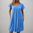 thumbnail image 3 of Ovzne Robes pour Femmes 2025 Robe de Plage Chemise de Nuit avec Poches Chemises de Nuit Manches Courtes Vêtements de Nuit Plissés devant Chemise de Nuit Col Rond Grande Taille Robe Manches Courtes Cl, 3 of 6