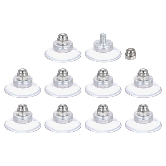 Uxcell 10 Paquetes de Ventosas para Vidrio 34mm/1.3" Diámetro Almohadillas de Succión con Tornillo M6 x 8mm