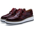 thumbnail image 2 of Women's Platform Lace-Up Wingtips Square Toe Oxfords Shoe, 2 of 6