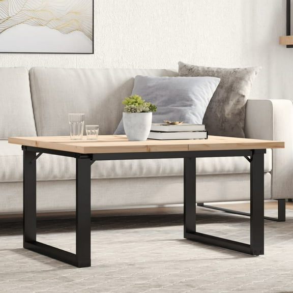 vidaXL Coffee Table O-Frame31.5"x31.5"x17.9" Solid Wood Pine and Steel