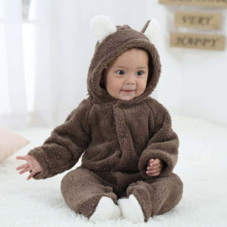 

TMOYZQ Baby Days savings!Newborn Baby Girls Boys Cute Bear Fleece Footie Bunting Snowsuit Toddler Infant Hooded Plush Footed Jumpsuit Romper Winter Fall Warm Coat Outfits On Clearance