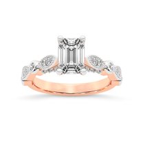 IGI Certified 2 Carat Emerald Shape Lab Grown Diamond Engagement Ring | 14K Rose Gold |Larisa Side Stone Diamond Ring | FG-VS1-VS2 Quality Friendly Diamonds