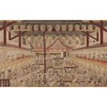 thumbnail image 2 of Okumura Masanobu 18x13 Gold Ornate Wood Frame and Double Matted Museum Art Print Titled - Perspective View of the Interior of the Nakamura Theater with Ichikawa Ebizo II as Yanone Goro (1740, 2 of 4