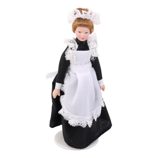 1/12 de de Servienta Victoriana con Delantal Articulados en Miniatura Decoración para Hogar Dormitorio CUTICAT casa de muñecas muñecas de porcelana