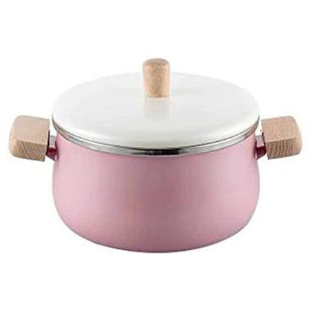 

Enamel Wooden Handle Milk Pot Soup Pot Thickened Noodles Universal Household Induction Cooker Stew Pot Manual Pink