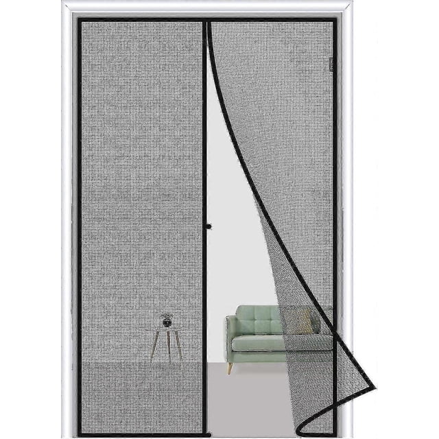 80 X 210 Cm Black Magnetic Door Curtain, Anti-mosquito Insect Repellent Magnetic Door Curtain With Magnets, No Drilling.