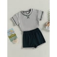 thumbnail image 3 of Bagilaanoe 2pcs Toddler Baby Boy Girl Short Pants Set Short Sleeve T-Shirts Tops + Shorts 6M 12M 18M 24M 3T Kids Casual Summer Outfits, 3 of 8
