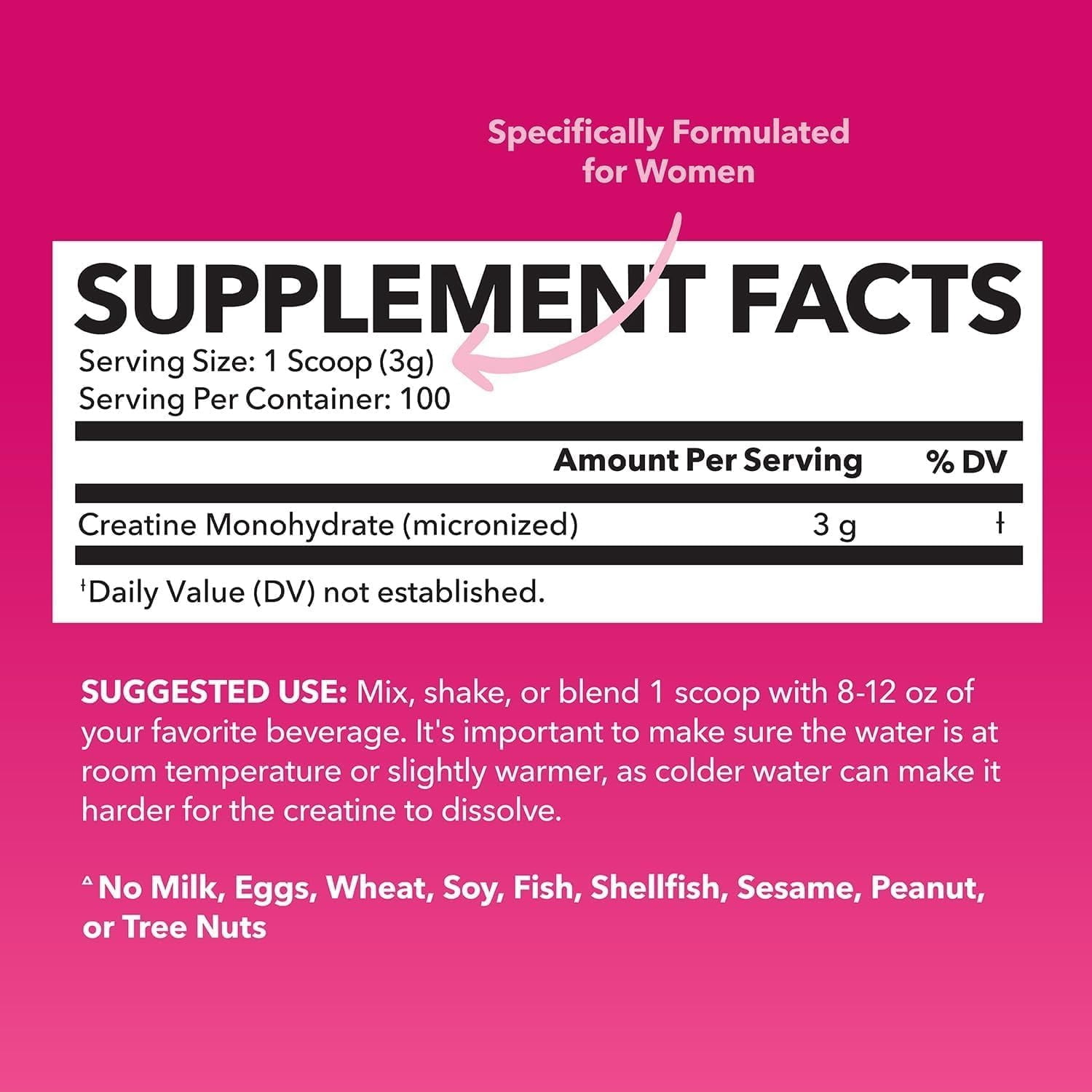 Havasu Nutrition Micronized Creatine Monohydrate Powder for Women, Unflavored, 10.6 oz (100 Servings)