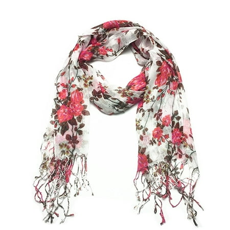 Peacock Shawl Scarf - Women's Long Lightweight Scarf Wraps Shawl Stole Soft Scarves-Coral