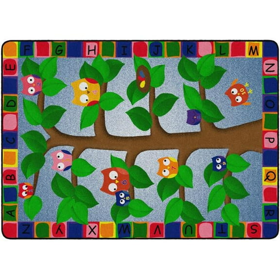Flagship Carpets FE258-32A 6 ft. x 8 ft. 4 Alphabet Owls Rug - Rectangle