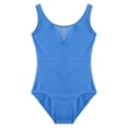 thumbnail image 3 of Sinleey Girls Mesh V-Neck Ballet Dance Leotard Outfits Gymnastics Athletic Bodysuit with Shorts Blue 8, 3 of 7