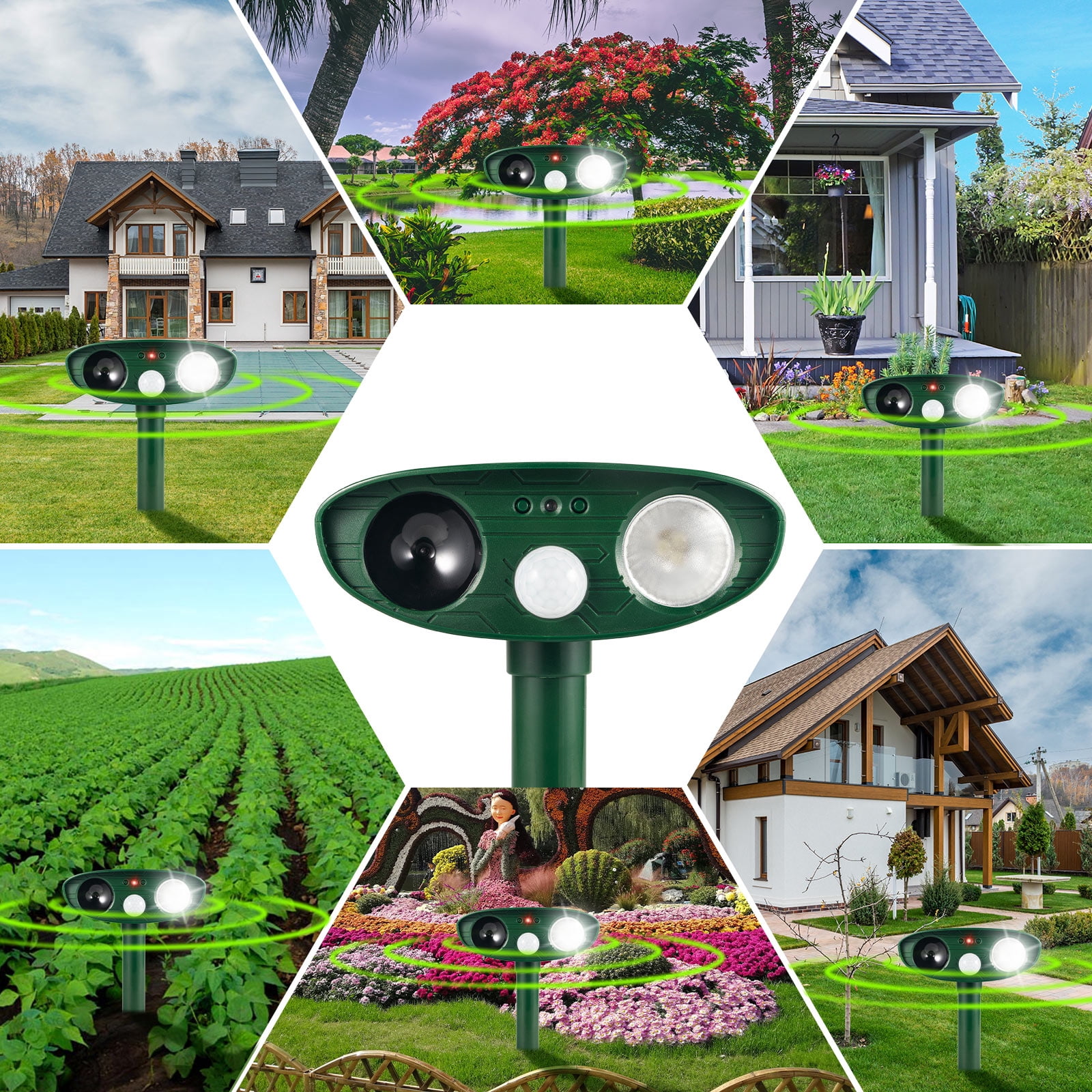 2 Pack Upgraded Ultrasonic Animal Repeller Outdoor,Solar Animal Repeller Waterproof Animal Repellent with Motion Detection LED Strobe Light