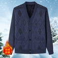 thumbnail image 3 of Mens Sweater Cardigan Fall Winter Button Up Wool Blend Jacket Soft V Neck Knitted Plaid Chunky Outerwear With Pockets, 3 of 3