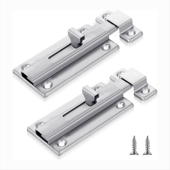 2Pcs Stainless Steel Slide Bolt Latch, Bathroom Stall Door Latch with Screw,Slide Locks for Inside Hardware