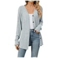 thumbnail image 2 of Womens Sweaters Clearance Long Sleeve Basic Cardigan Soft Cozy Solid Button Down Cardigan Light Gray S, 2 of 6