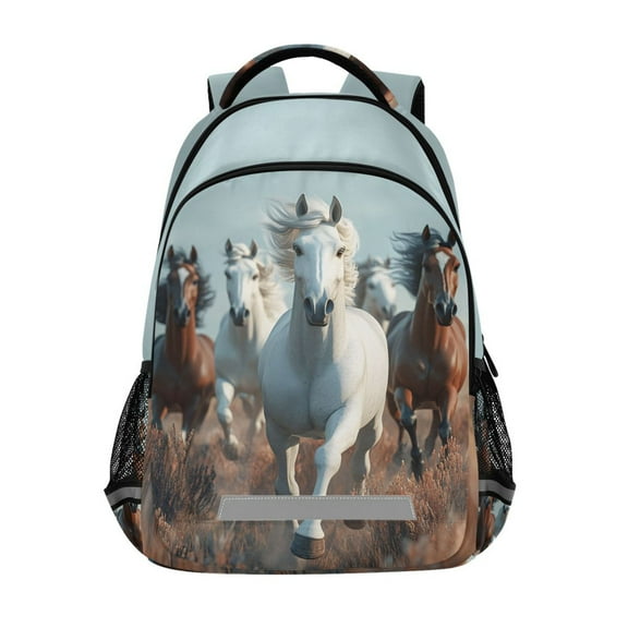 ALAZA 3d Horses Running Backpack Elementary School Bag Bookbag Travel Rucksack