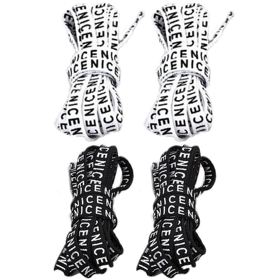 Letter Flat Printed Shoelaces 2 Pairs Fun Shoestring Shoe Laces for Canvas Sneakers Sport Shoes Boots Skate Shoes 120cm
